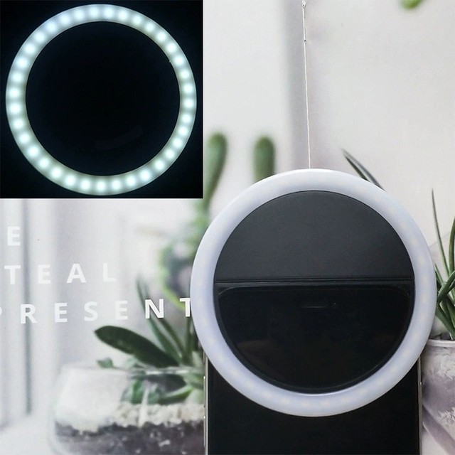 Led Selfie Ring Light Novelty Makeup Lightings Led Selfie Lamp Mobile Phones Photo Night Light Led Mirror Neon Sign Selfie Ring: black