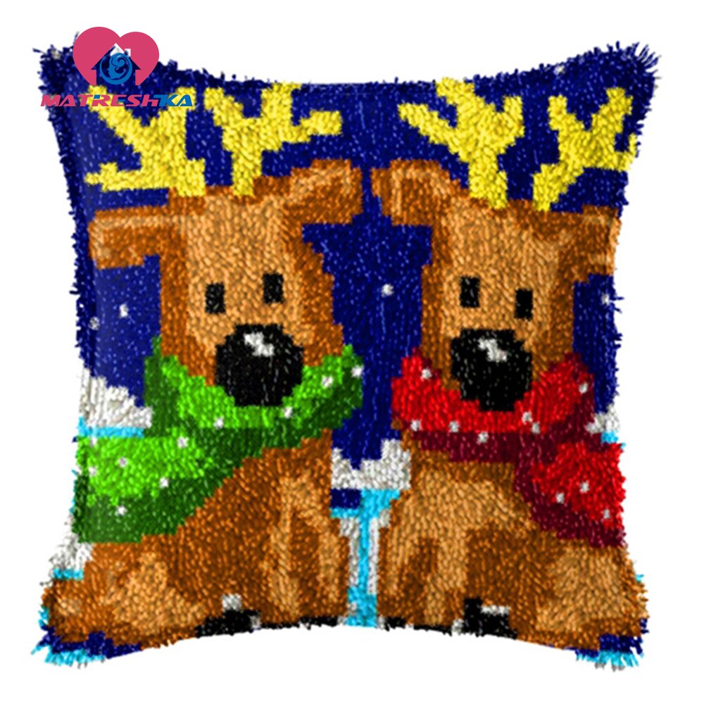 Navidad Gfit bordado almohada pestillo gancho alfombra kits diy alfombras punto de cruz almohada hágalo usted mismo decoración de casa