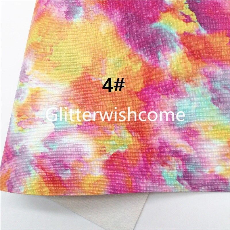 Glitterwishcome 21X29CM A4 Size Tie Dye Cloundy Faux Leer Synthetisch Leer Met Zacht Vilt Backing Voor Maken Bows GM172C