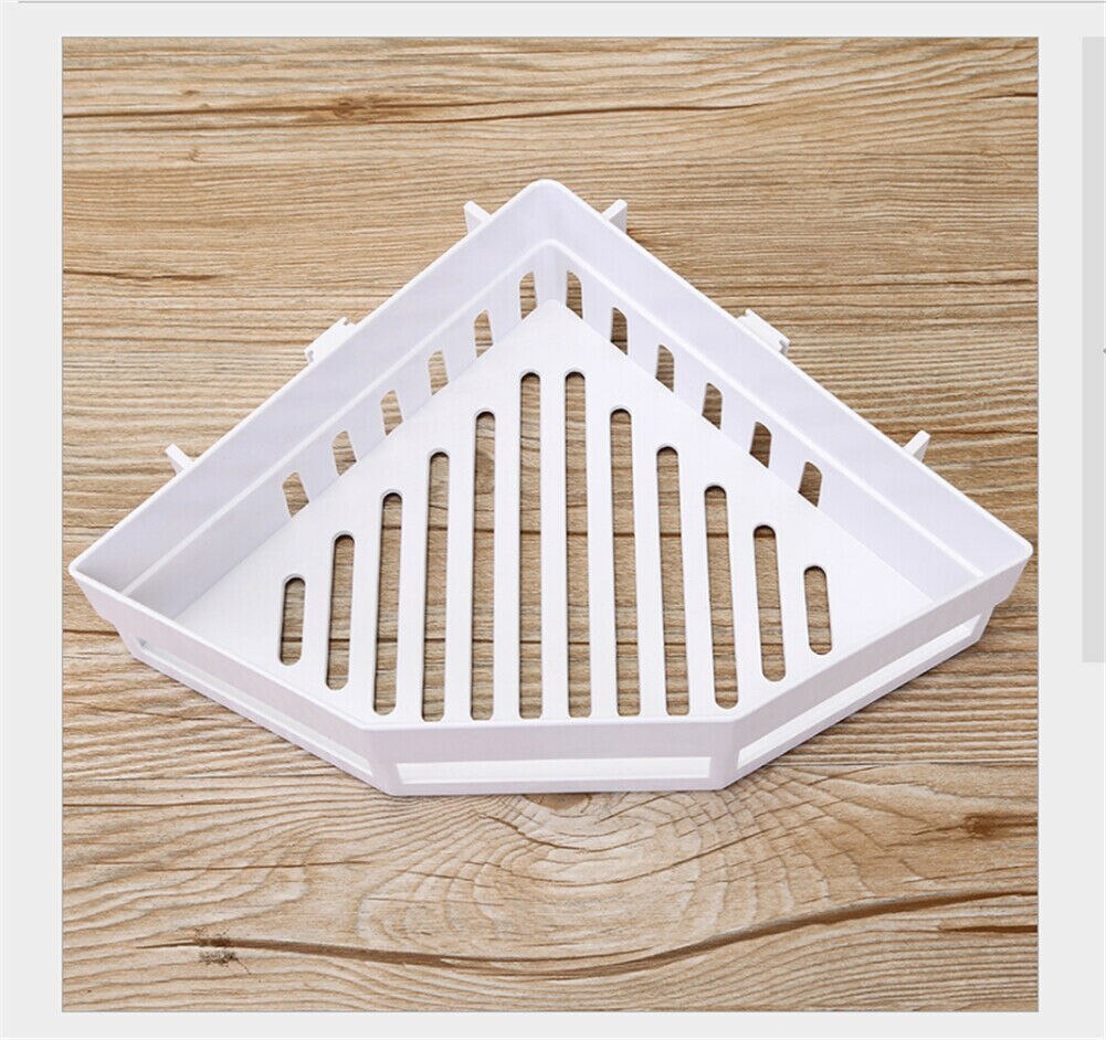 Seamless Sticker Triangle Shelf Toilet Storage Rack Kitchen Bathroom Toilet Shelf Corner Storage Rack: white