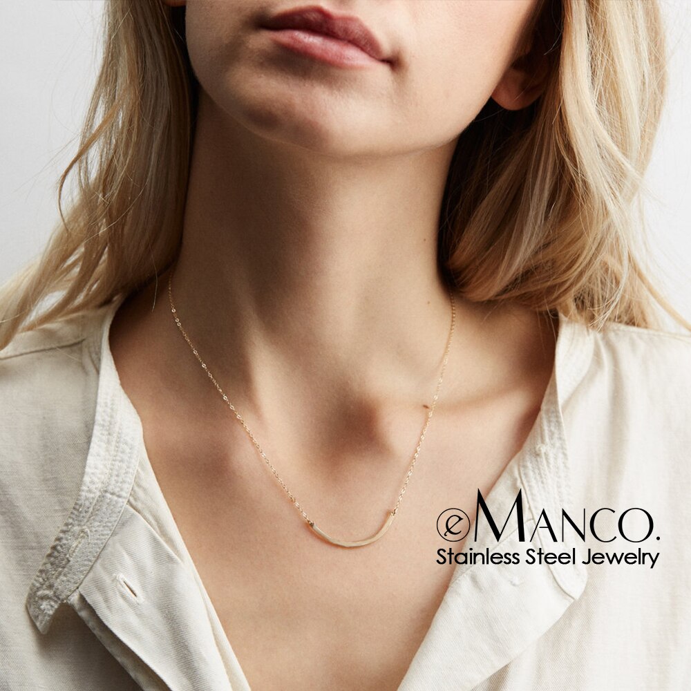 EManco donne dichiarazione collana in acciaio inox per le donne semplice Sottile collana della catena della collana del choker gioielli di design di lusso