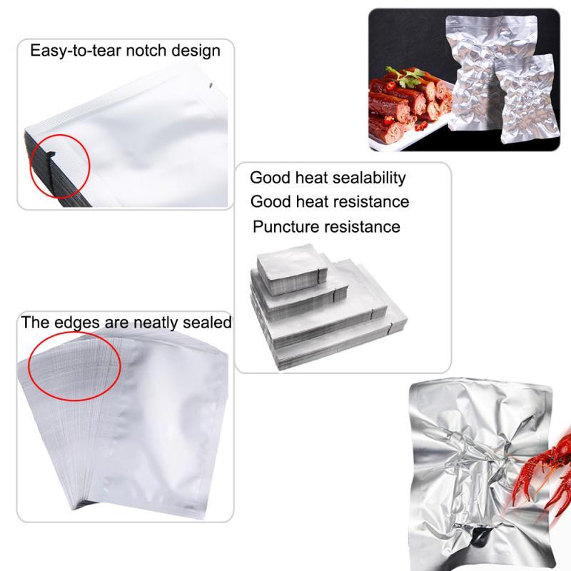 Silver Pure Aluminum Foil Package Bag Coffee Sugar Pouches Open Tops Heat Seal Vacuum Mylar Foil Bags for Spice Powder Storage