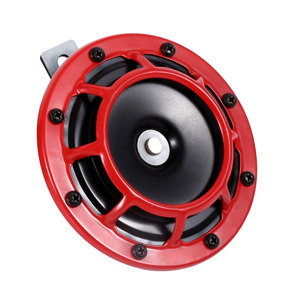 12V Car Grille Mount Electric Blast Tone Horn Super Tone Loud Compact Electric Horn with 2 universal mounting brackets Red