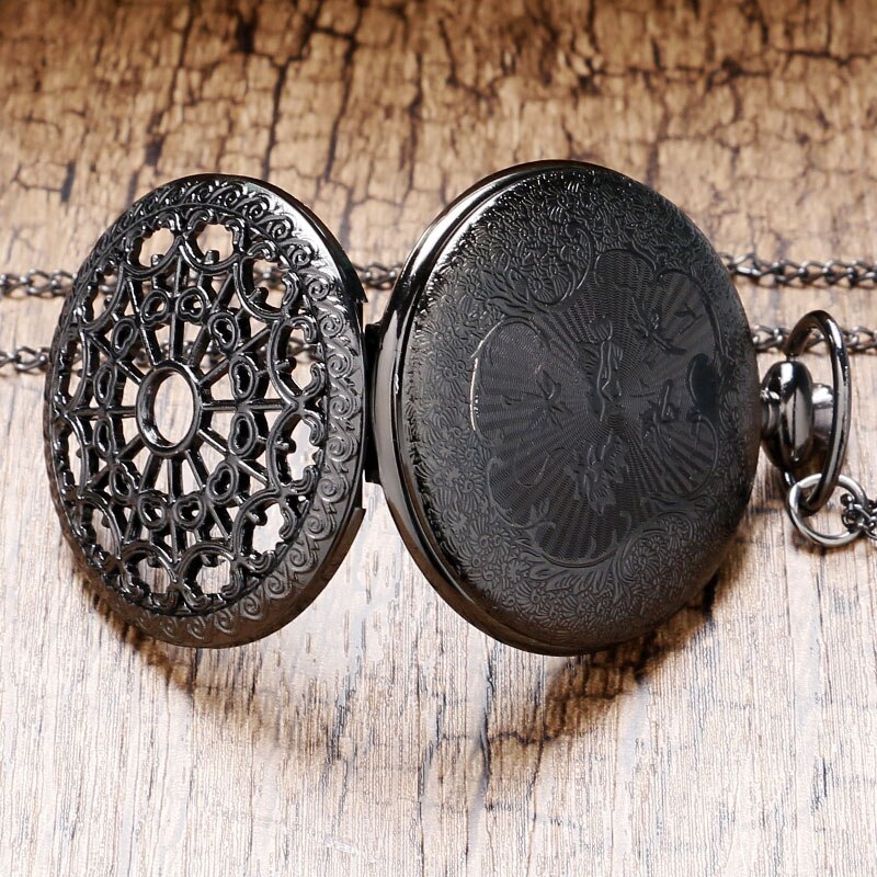 Vintage Black Spider Web Pocket watch with Chain Necklace Pendant Steampunk Hour Antique Necklace P242
