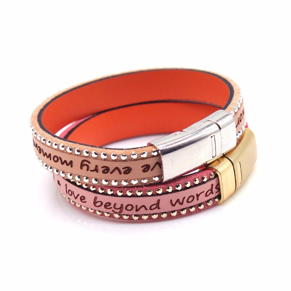 D&d läderarmband för kvinnor med magnetlås stenar armband kvinnliga tillbehör