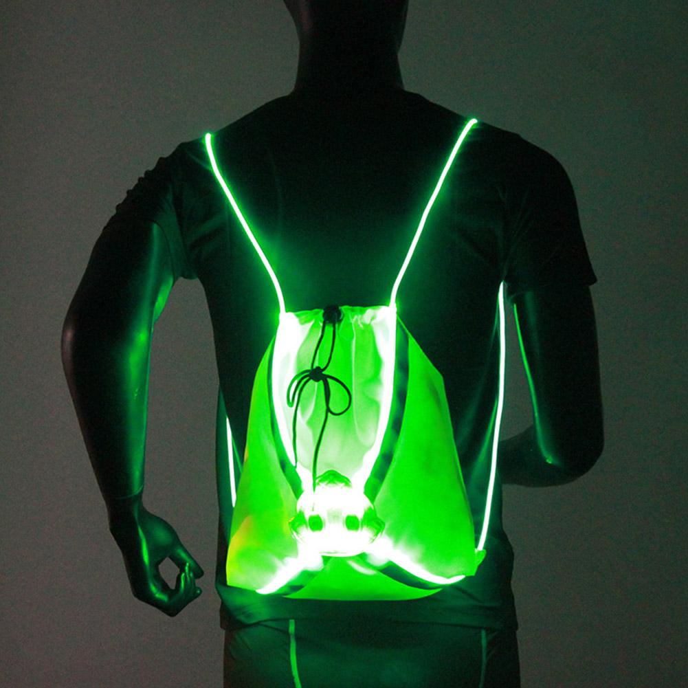 Sac de sport avec cordon de lumière LED réfléchissant sac à dos multifonctionnel de grande capacité sac de rangement de cyclisme de Sports de plein air