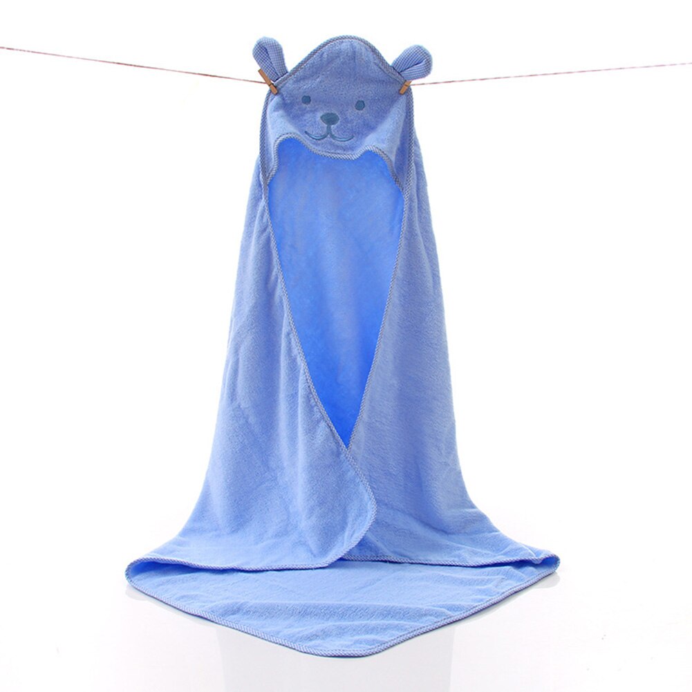 Baby hætteklædt badehåndklæde med store ører blød tyk bomulds badedragt til piger og drenge spædbørn godt valg baby shower: Blå