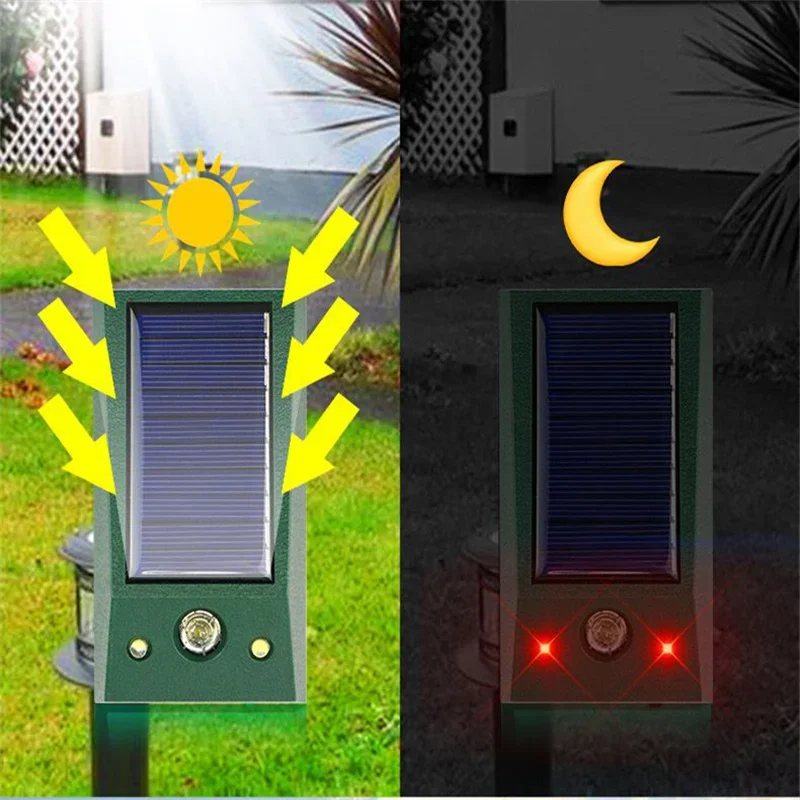 Waterproof IP58 Solar-Powered Bird Repellent – Ultrasonic Pigeon Deterrent with Strong LED Flashing