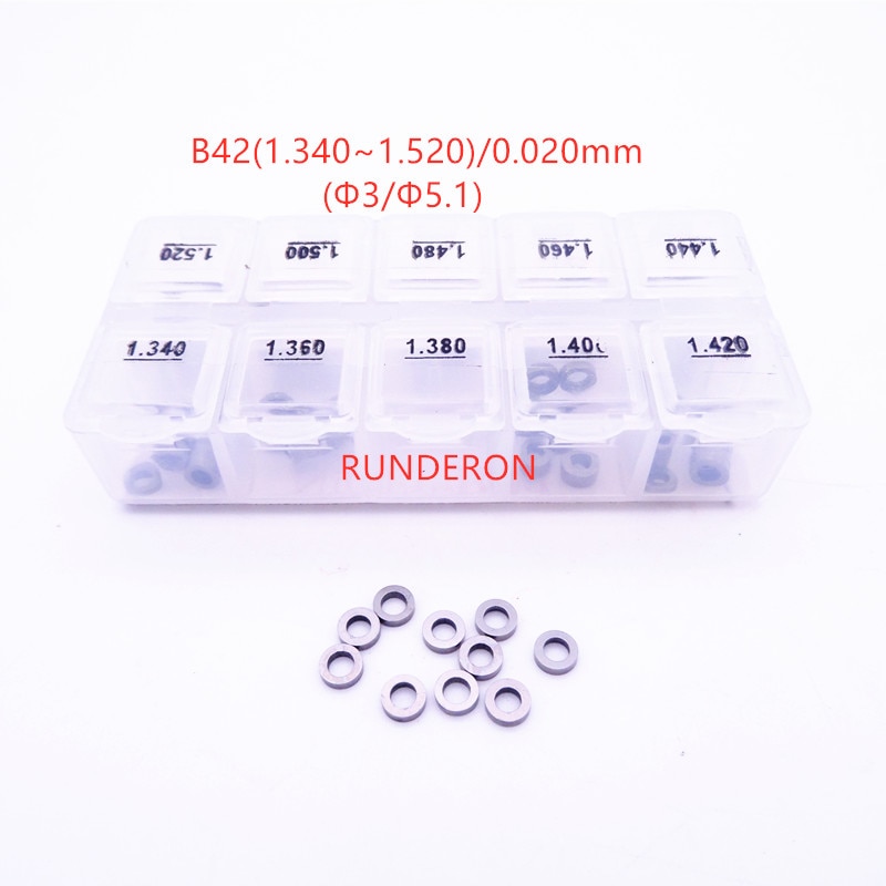 B42 CRI Common Rail Injectors Parts Nozzle Solenoid Valve Gap Space Adjustment Washer Shim Size 1.34-1.52 100pcs
