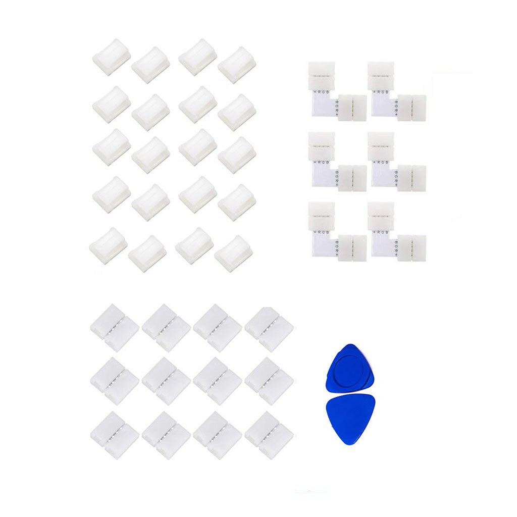 Led Light Strip Connectors Set Voor Smd 4 Pin 10Mm 3528/5050 Breed Rgb Led Strips 12V-24V Draagbare Verlichting Accessoires