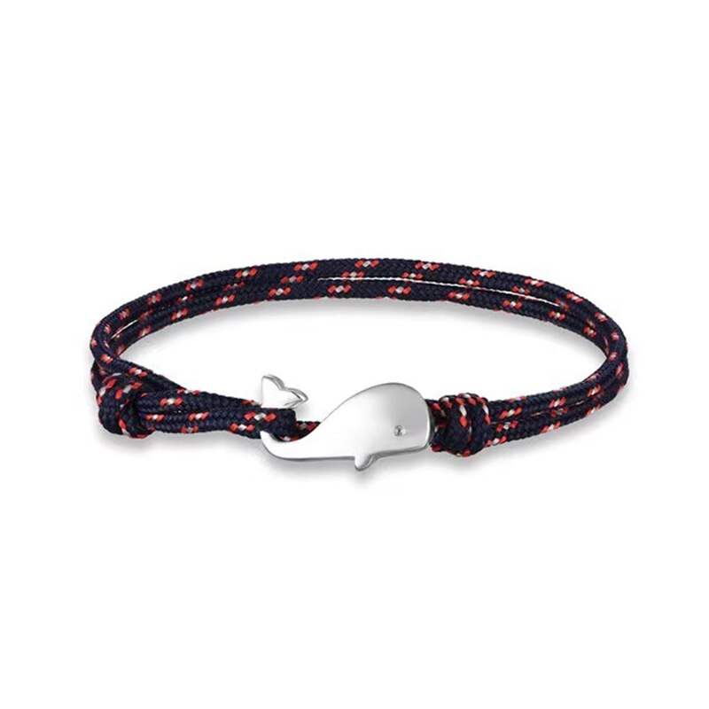 Pulsera Paracord trenzada para hombre y mujer, brazalete de ballena, vida marina, brazalete multicapa, de joyería para él,: Black Red