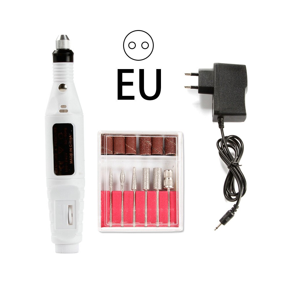 Electric Nail Drill Bits Set Milling Drill Machine for Manicure Nail Art Sanding File Gel Remover Mill Cutter Pedicure Apparatus: White EU