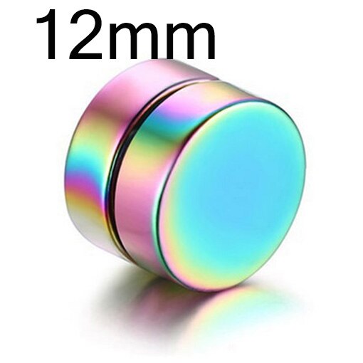 Runde SchöNe Kreis Nicht durchbohren 1PC Starke Magneten Magnet Ohr Mens Clip etwa6mm/8mm/10mm/12mm5 Farben Mädchen Ohrringe: 12mm Regenbogen