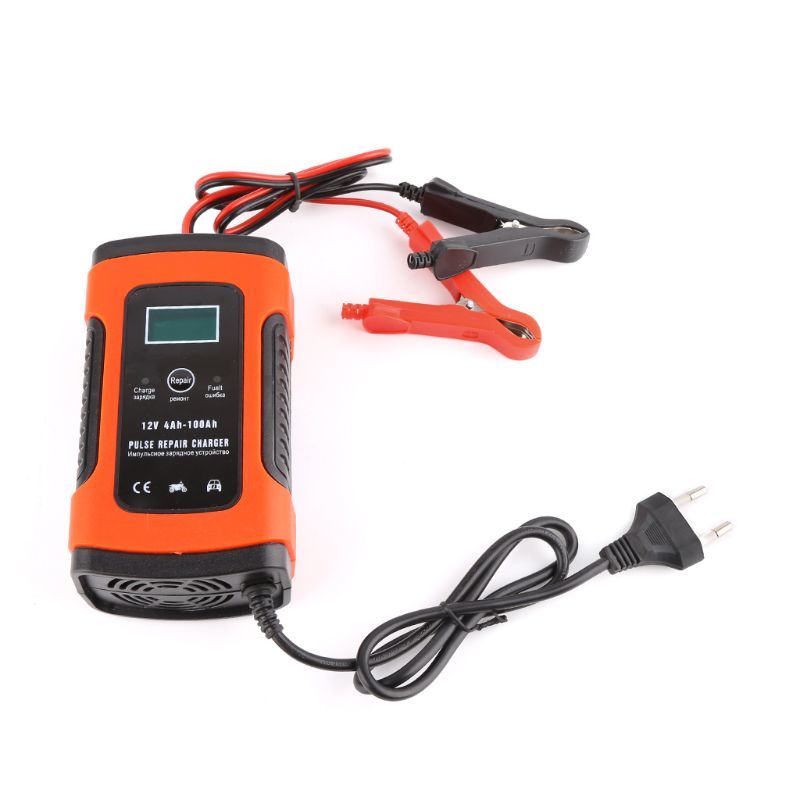 12V 5A Pulse Repair LCD Battery Charger Red For Car Motorcycle EU/ US Plug: Eu