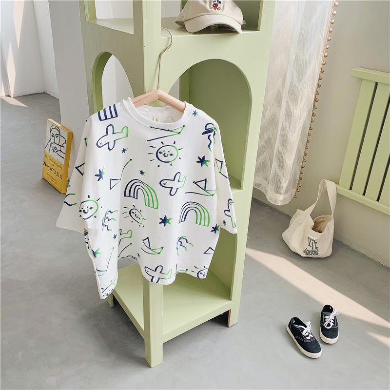 5122 di Vendita calda Bambini T-camicia Autunno Nuovo Manica Lunga Della Ragazza Del Fumetto Lunga T camicia 2-9 Anni superiore per Bambini vestiti di Grandi Dimensioni Sciolti Magliette E Camicette: 90cm