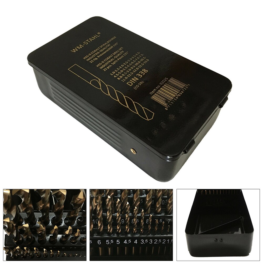 25Pcs Twist Drill Bit Set HSS Cobalt Drill Bit Set Drill Bits Has High Durability 25pcs Cobalt Drill Bit Set