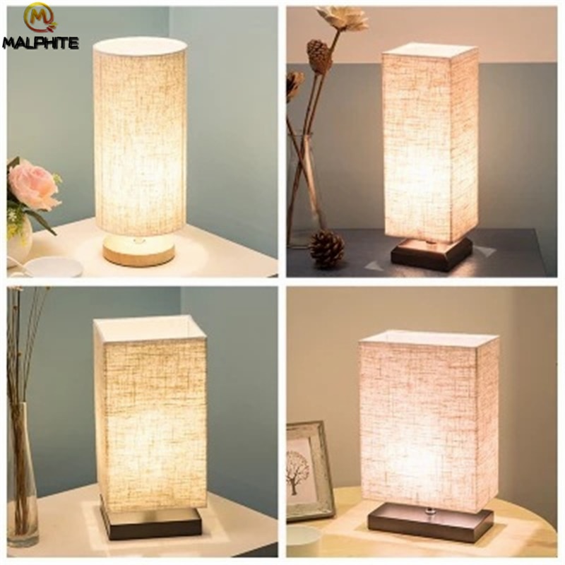 Modern Linen Table Lamps For Living Room Lamps Table Fixtures Table Light Bedroom Bedside Lamp Wood Home Decor Luminaire Table