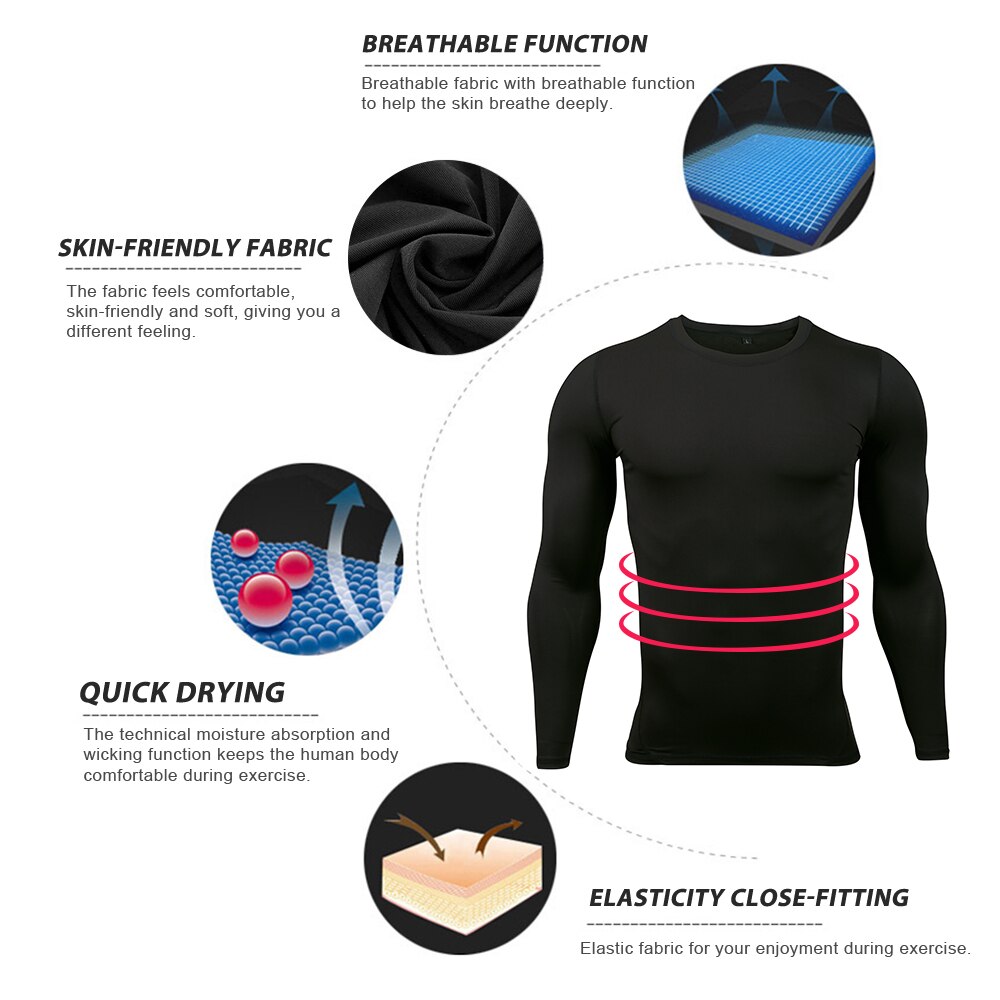 Motorcycle Base Layer Underwear Set Quick-Drying Men&#39;s Sweat Motocross Clothes Tight Long Shirt &amp; Pants Sets Tops Bottom Suit