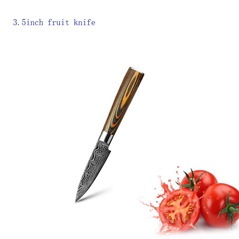 Køkkenkniv 8 tommer kokkeknive 7 cr 17 440c rustfrit stål med høj kulstof damaskus tegning gyuto spaltesæt skiver santoku kniv: -en