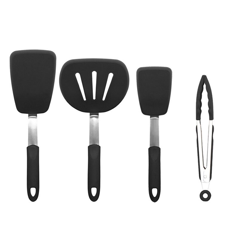 Siliconen keukengereedschap geschikt voor ei, vis, koekenpan, schep, gebakken schep, spatel, kookgerei: C -4 stuks