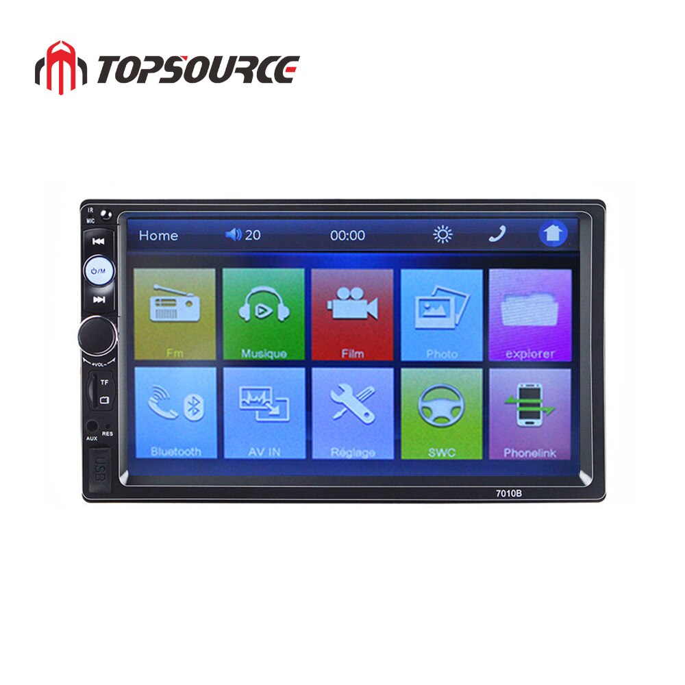 Topsource 7018b 7 tums bluetooth audio pekskärm bilradio bil audio stereo bil  mp4 mp5 spelare usb support för sd/mmc