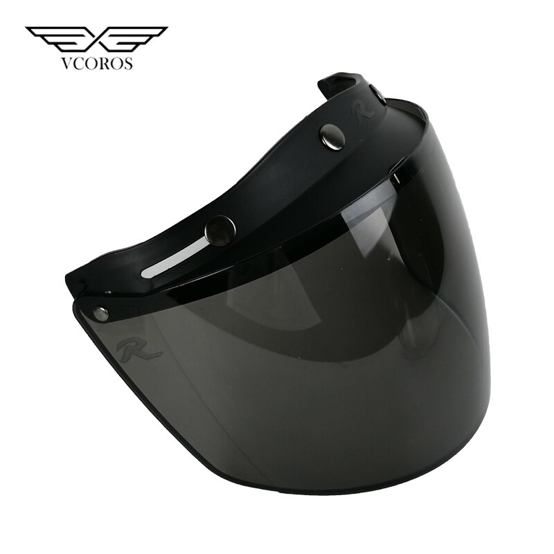 Retro vintage viseira bolha motorcykelhjelm linse boble skjold visir briller åbent ansigt egnet til alle 3 snap scooter hjelm: Sort