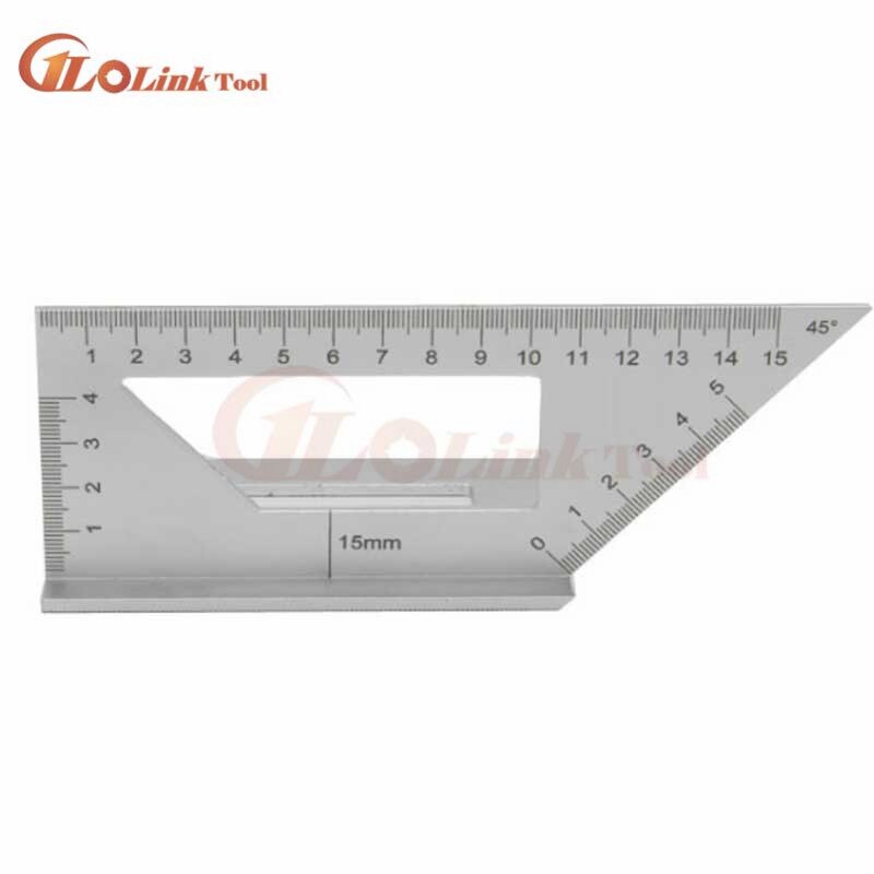 Hout Tool Japanse Aluminium Houtbewerking Multifunctionele Vierkante 45 Graden 90 Graden Gauge Heerser: Silver