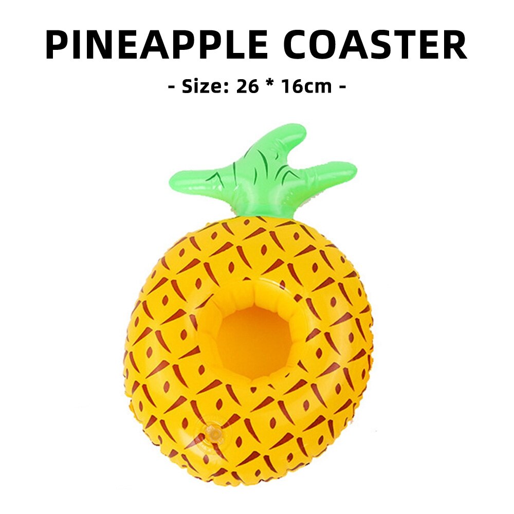 Coaster Inflatable PVC Donut Lemon Watermelon Pineapple Crab Love Cup Holder Inflatable Water Floating Cup Holder: Pineapple