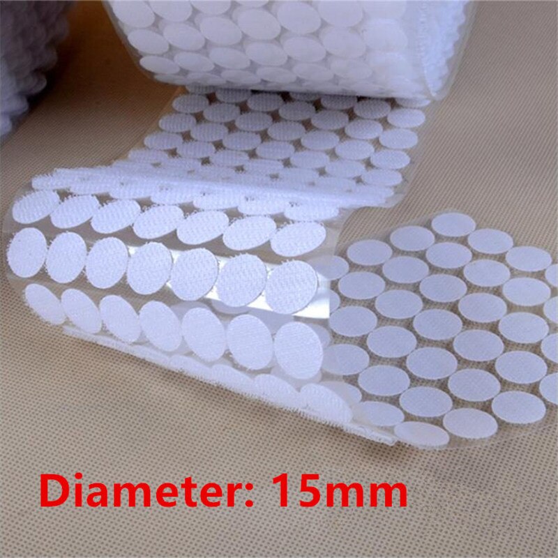 50Pairs Nylon Haken En Lussen Sticker Sterke Zelfklevende Ronde Dot Lijm Op Stickers Thuisgebruik Gordijn Sluiting: White 15mm