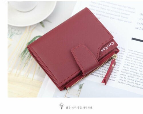 Women's Wallet PU Leather Clutch Bag Hasp Small Coin Pocket Purse Short Purse Handbag Short Zipper Card Holder 6Colors: Red