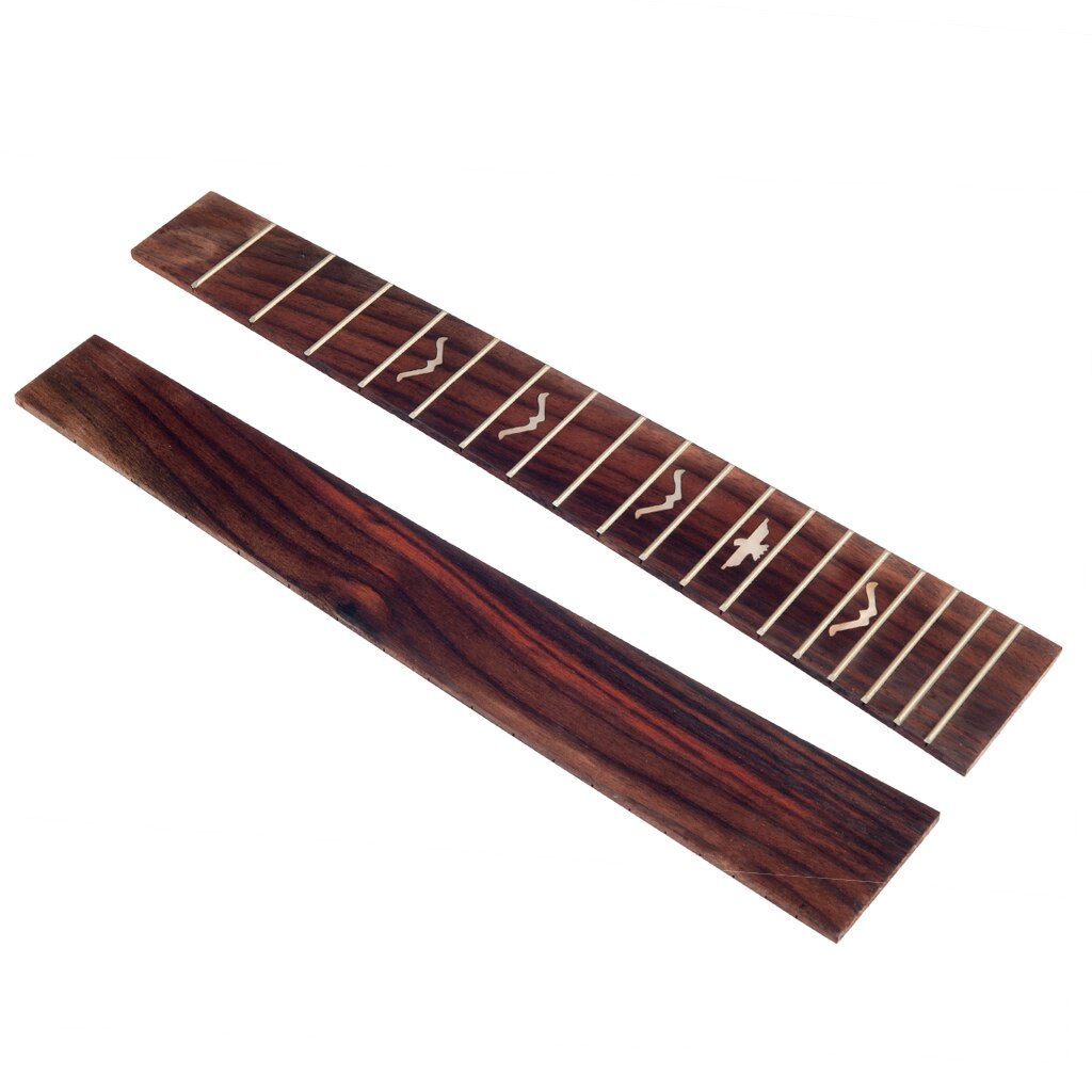 NAOMI DIY Ukulele Fingerboard Replacement Wooden Ukulele Neck Fretboard Solid Rosewood Ukulele Fretboard: 26Inch Lily bird