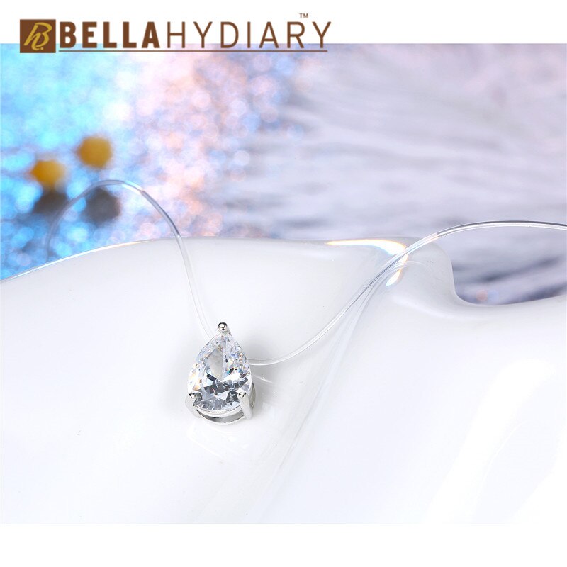 Trendy WaterDrop Transparent Angelschnur Halskette Silber Unsichtbare Kette Halsketten Anhänger Strass Choker Halsketten Collier