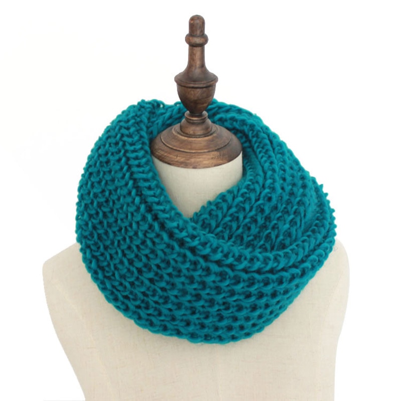 Solid Knitted Snood Winter Basic Infinity Scarf Ring for Women