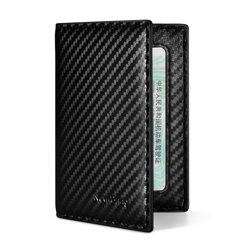NewBring porte-monnaie porte-carte d'identité en Fiber de carbone noir pour hommes: Black Carbon Fiber