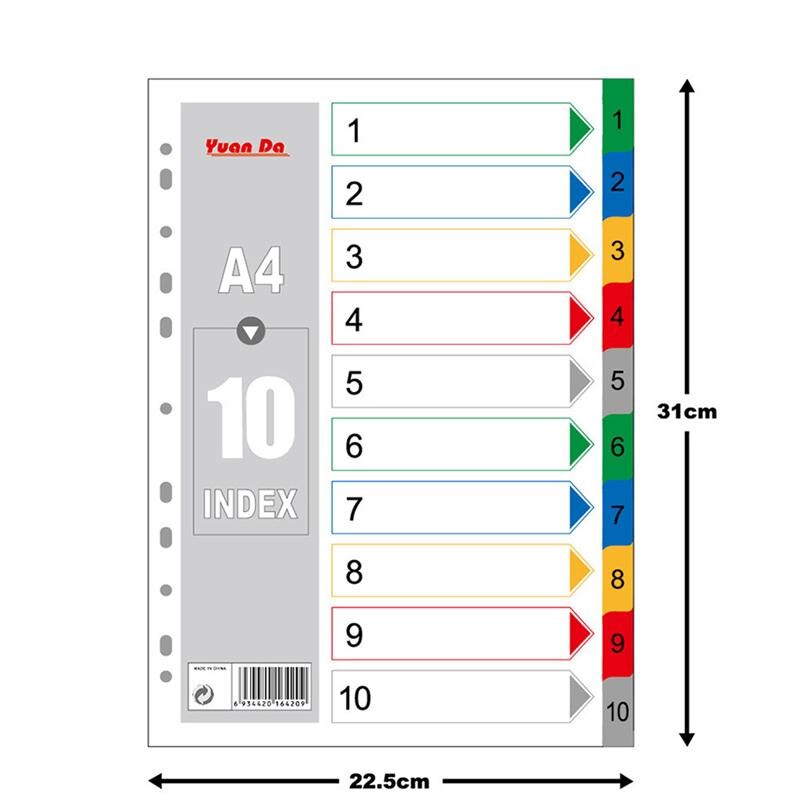 20 Pages A4 Colorful Index Page Classified Lables Plastic Tab Dividers (Color Printed Number)