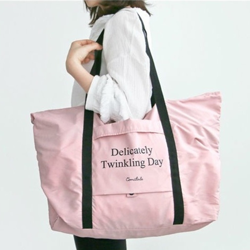 Bolso de viaje de color rosa Oxford, bolsas de hombro para llevar en el equipaje, bolso de mano para hombre, bolso de viaje para mujer, bolso grande para fin de semana, bolso de noche # T2P