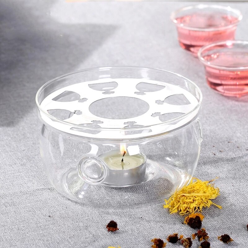 Tekande varmere isolering base lysestage kaffe vand klart glas varmebestandigt te tilbehør-opvarmning