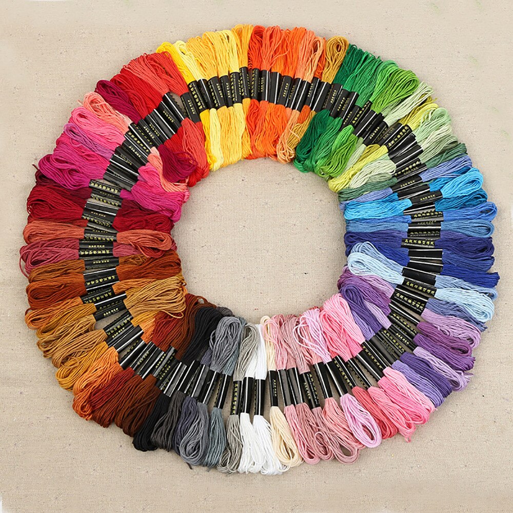 Premium Rainbow Color Embroidery Floss Cross Stitch Threads Cotton Cross Stitch Embroidery Floss Sewing Skeins Craft