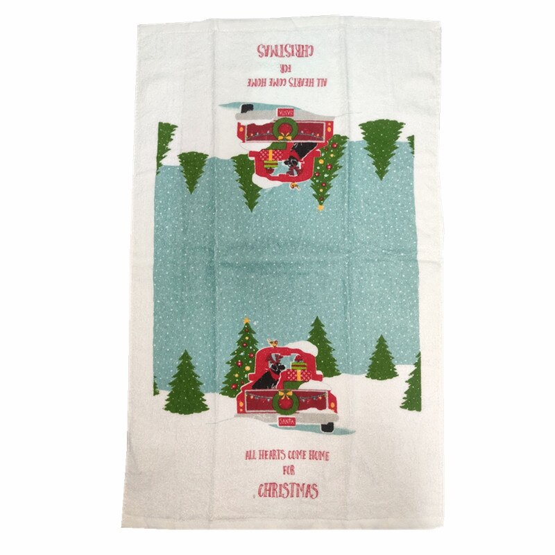 1Pc 41x65cm Christmas Snowman Santa Claus Tree Printed Cotton Kitchen Dishcloth Tea Towel Xmas Party: Style 7