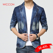 Denim Blazer Men Slim Fit Cowboy Male Coats Single Buckle Leisure Suit Jacket Man Casual Coat Spring Autumn Clothing