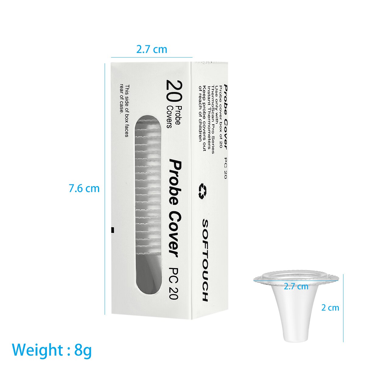 Termómetro de oído desechable 20 piezas, cubiertas de orejera, lente de repuesto, máquina de sonda Universal, tapa, jeringa para el cuidado de la salud del bebé