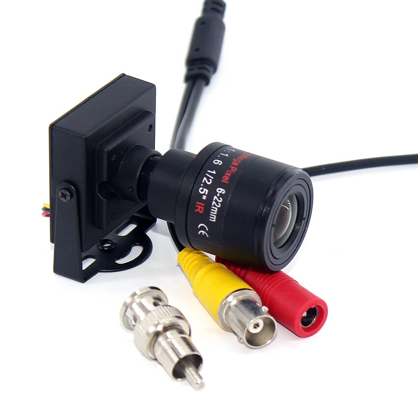 1000 tvl /700 tvl 6-22mm varifocal objektiivi metalli minikamera manuaalinen säädettävä linssi rca adapteri valvontakameran auton ohittaminen kamera