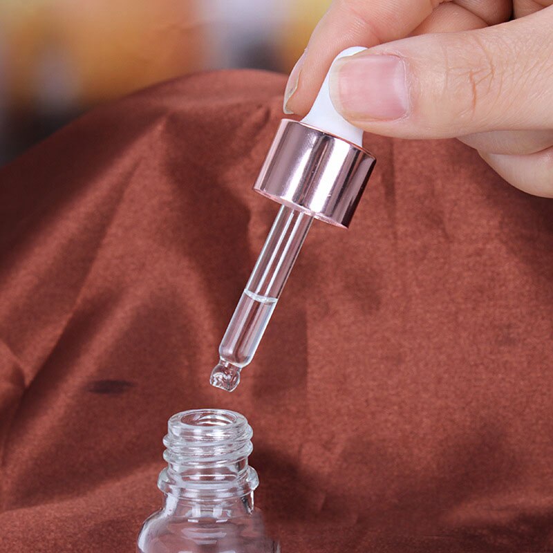 5-100ml rør gjennomsiktig dropper glass aromaterapi væske for essensiell massasje olje pipette etterfyllbare flasker rosa gull deksel