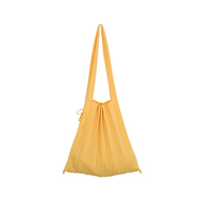 Geplooide Panelled Canvas Schoudertas Boodschappentassen Voor Vrouwen Eenvoudige Dames Mode Handtassen Casual Tote: Yellow