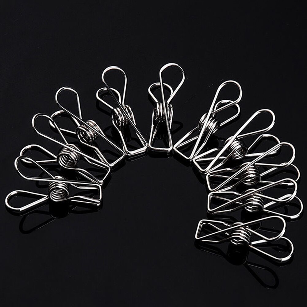 100pcs Hanging Clips Indoor Outdoor Photo Paper Spring Loaded Non Slip Stainless Steel Clothes Peg Space Saving Rustproof
