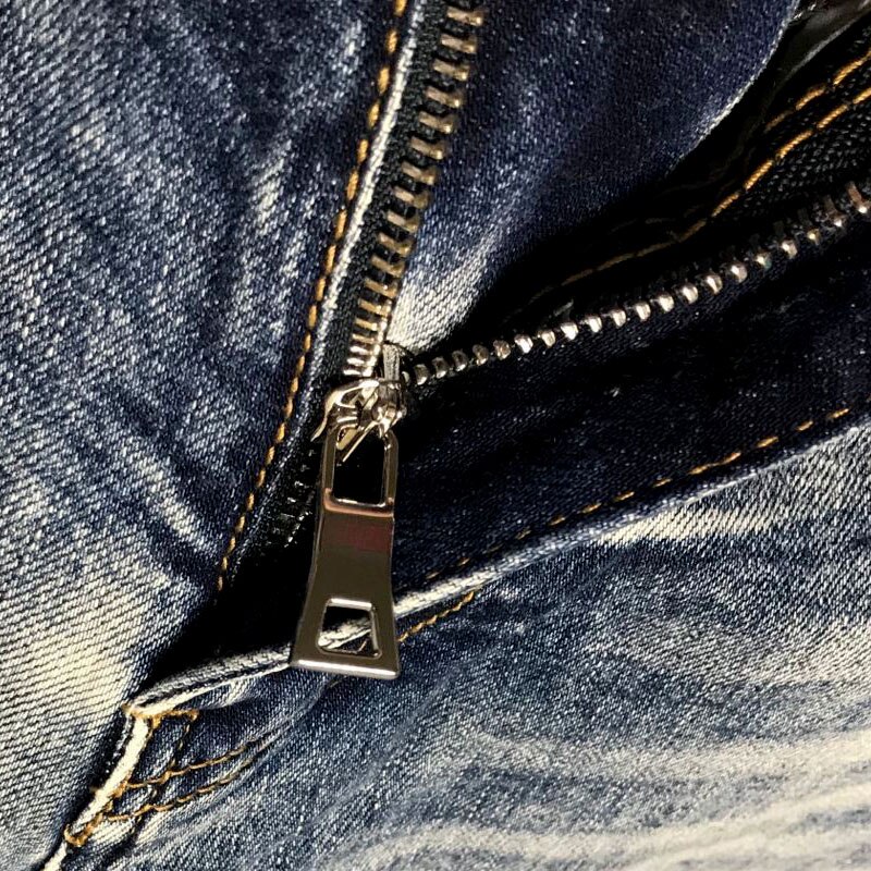 Street Style Mannen Jeans Retro Lichtblauw Elastische Slim Fit Ripped Jeans Mannen Patches Hip Hop Denim Punk broek