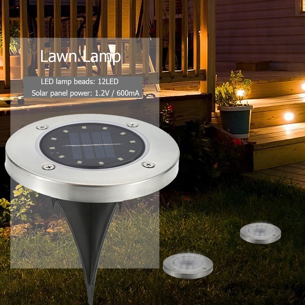 Solar Powered Ground Light Waterproof Garden Pathway Deck Lights With 12 LED Lamp for Home Yard Driveway Lawn Road