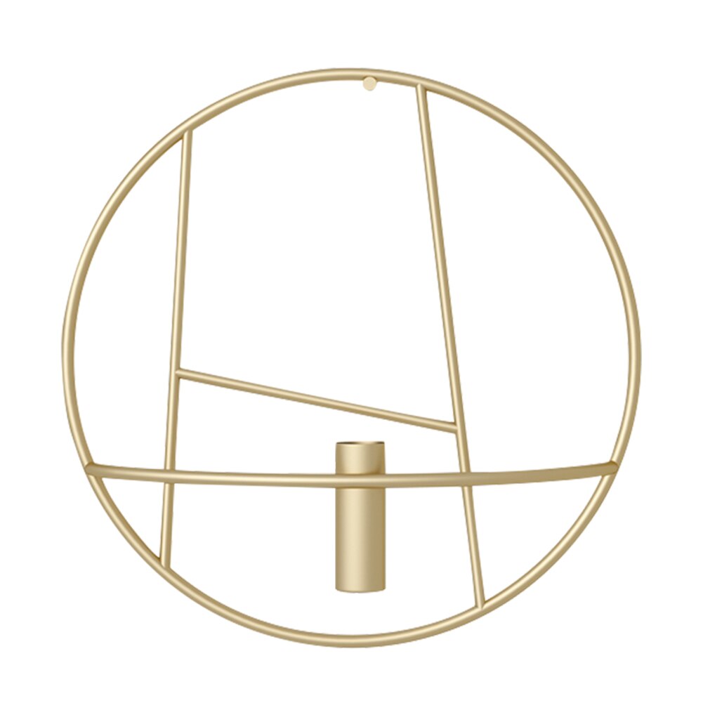 Metal Geometric Candlestick Modern Art 3D Circle Metal Candle Holder Wall Hanging Flower Vas for Home Bedroom Decoration Crafts: Gold A