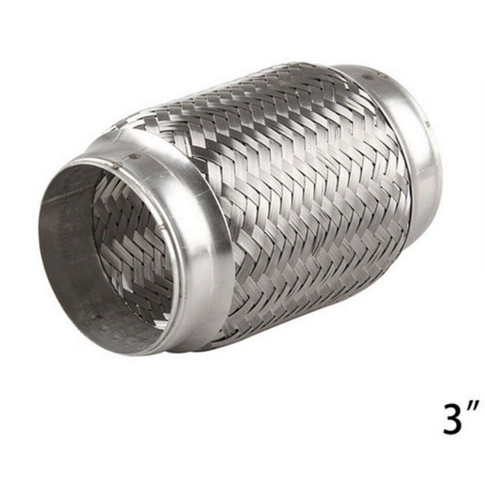 3" Inlet Car Exhaust Flex Pipe Stainless Steel Double Braid Mid Link Tube Pipe