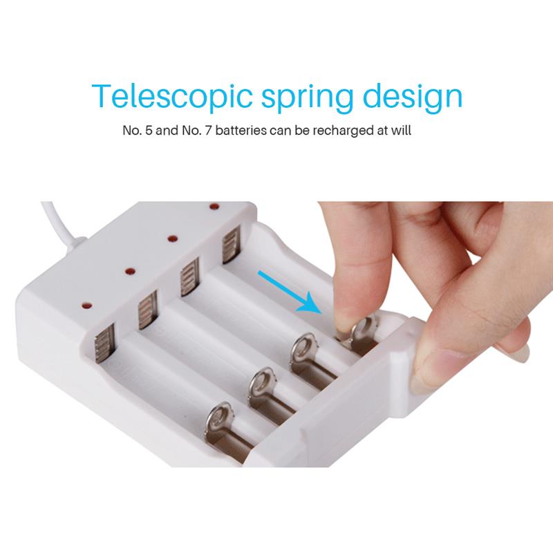 USB 4 Slots Fast Charging Battery Charger Short Circuit Protection AAA and AA Rechargeable Battery Station (Without battery)